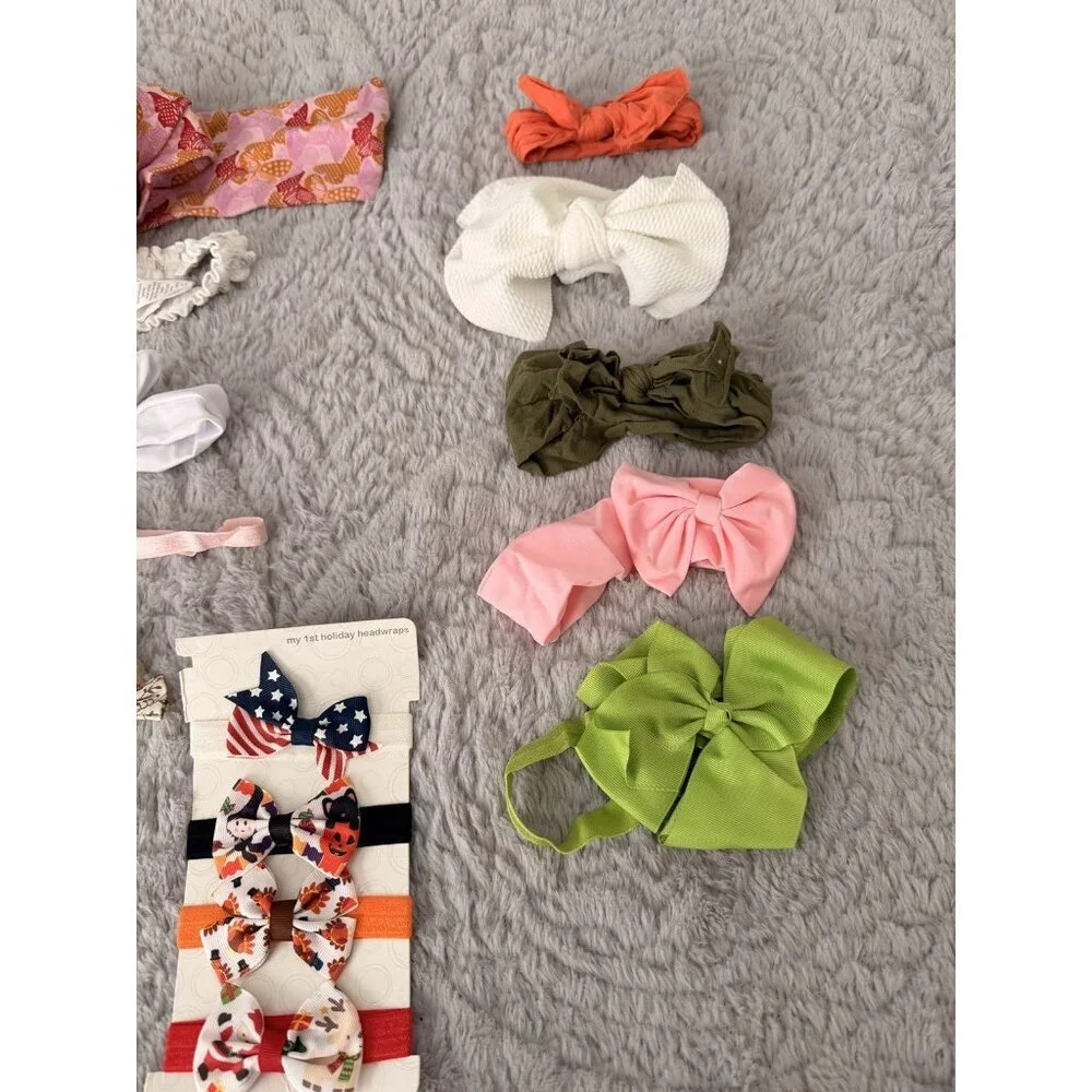 Baby Girl Headband Bow Lot 29pc Mixed Styles Nylon Floral Solid Holiday Set